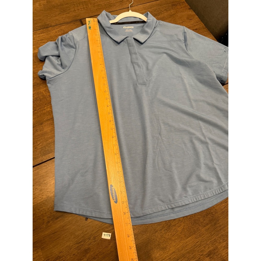 OGIO Womens 2XL Light Blue Short Sleeve Performance Polo Shirt Hidden Placket - Picture 4 of 5